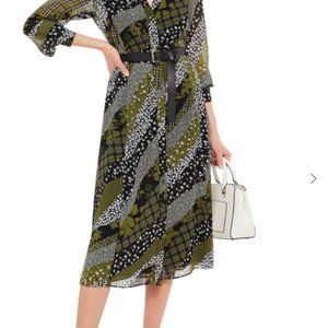 NWT Michael Kors Belted Green and Black Dress 0X